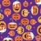 Benartex Halloween Glowoween Pumpkins On Dark Purple Glow in the Dark 100% Cotton Fabric Price per Yard